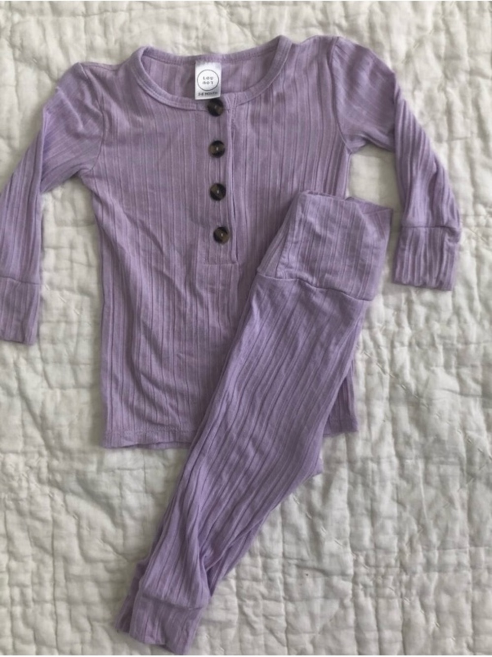 Lou Lou & Company Lilac Ribbed Two-Piece Pajama Set